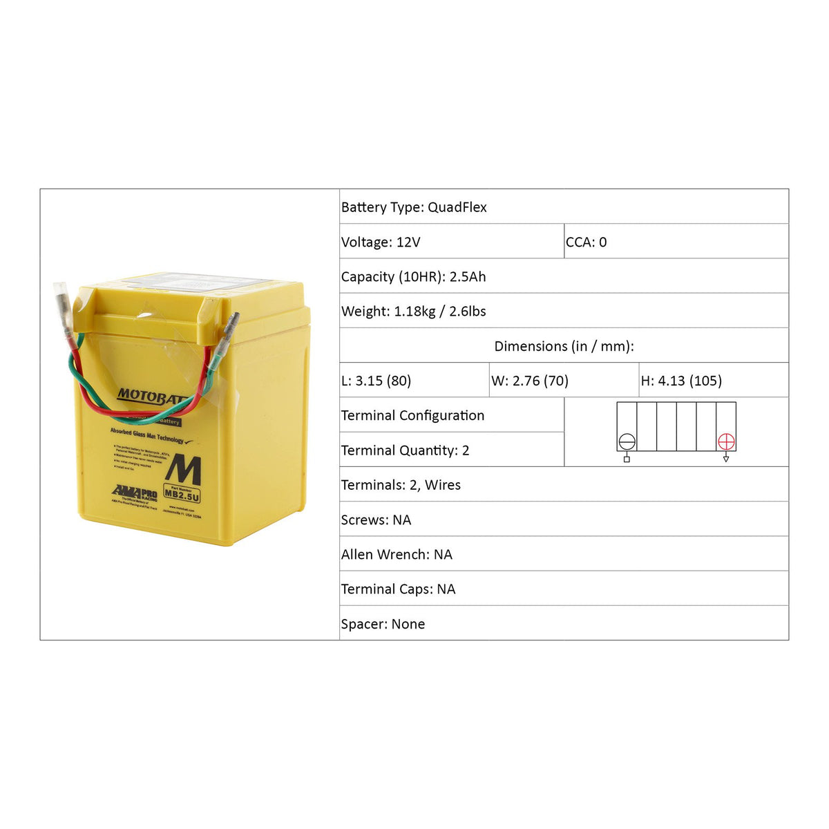 Motobatt MB2.5U 12V Battery