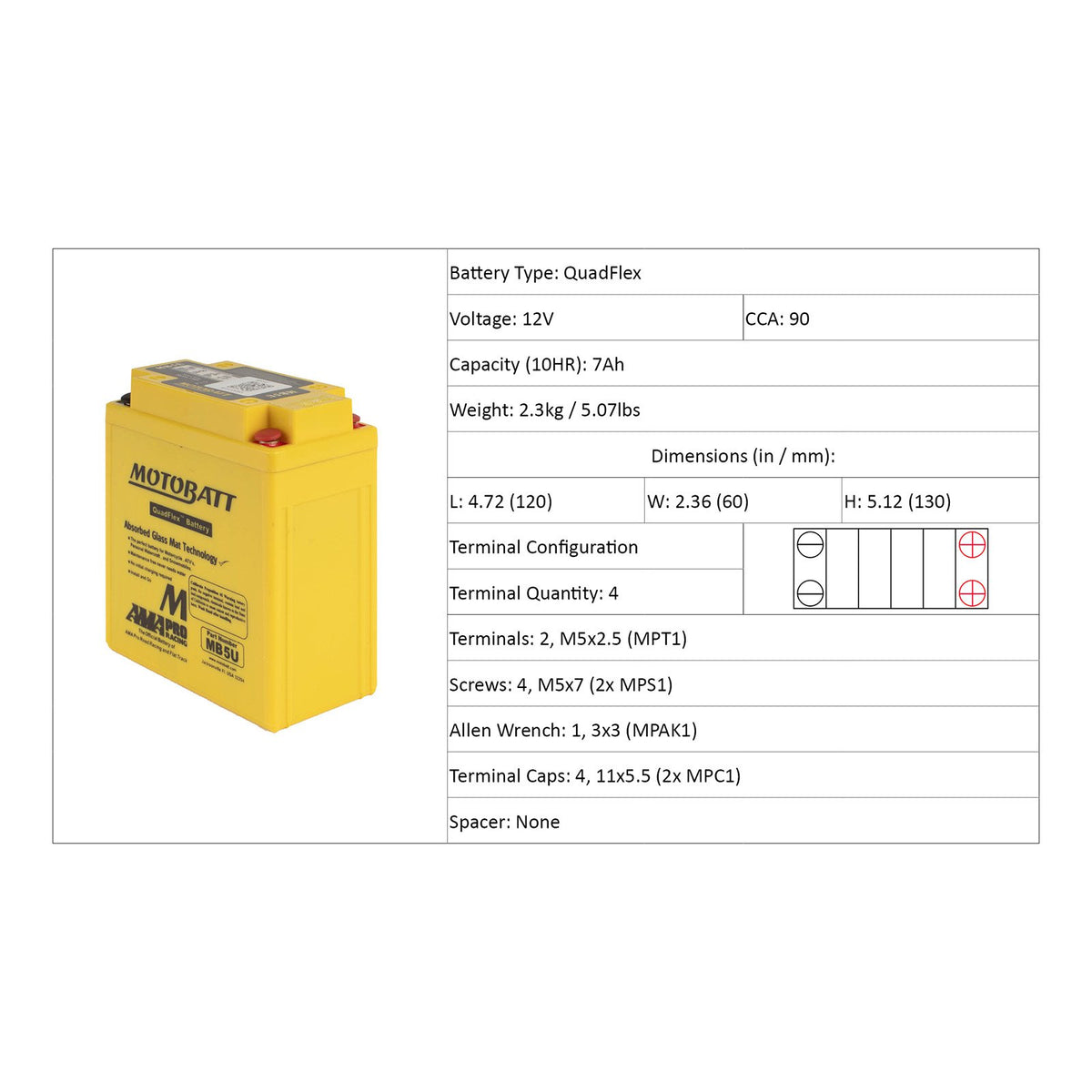 Motobatt MB5U 12 V Battery