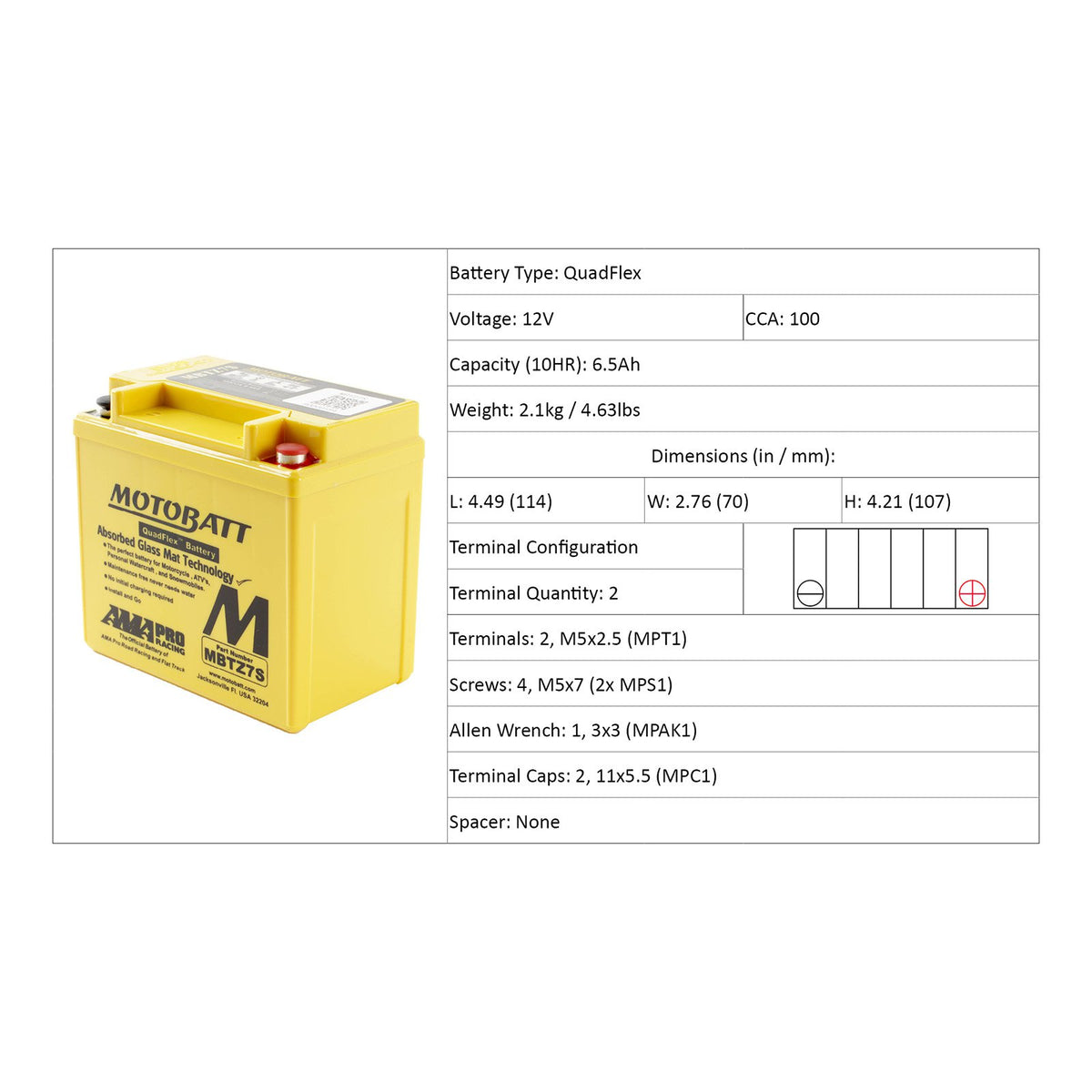 Motobatt MBTZ7S 12V Battery